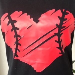 NWOT Black Sport Shirt Heart of a Baseball